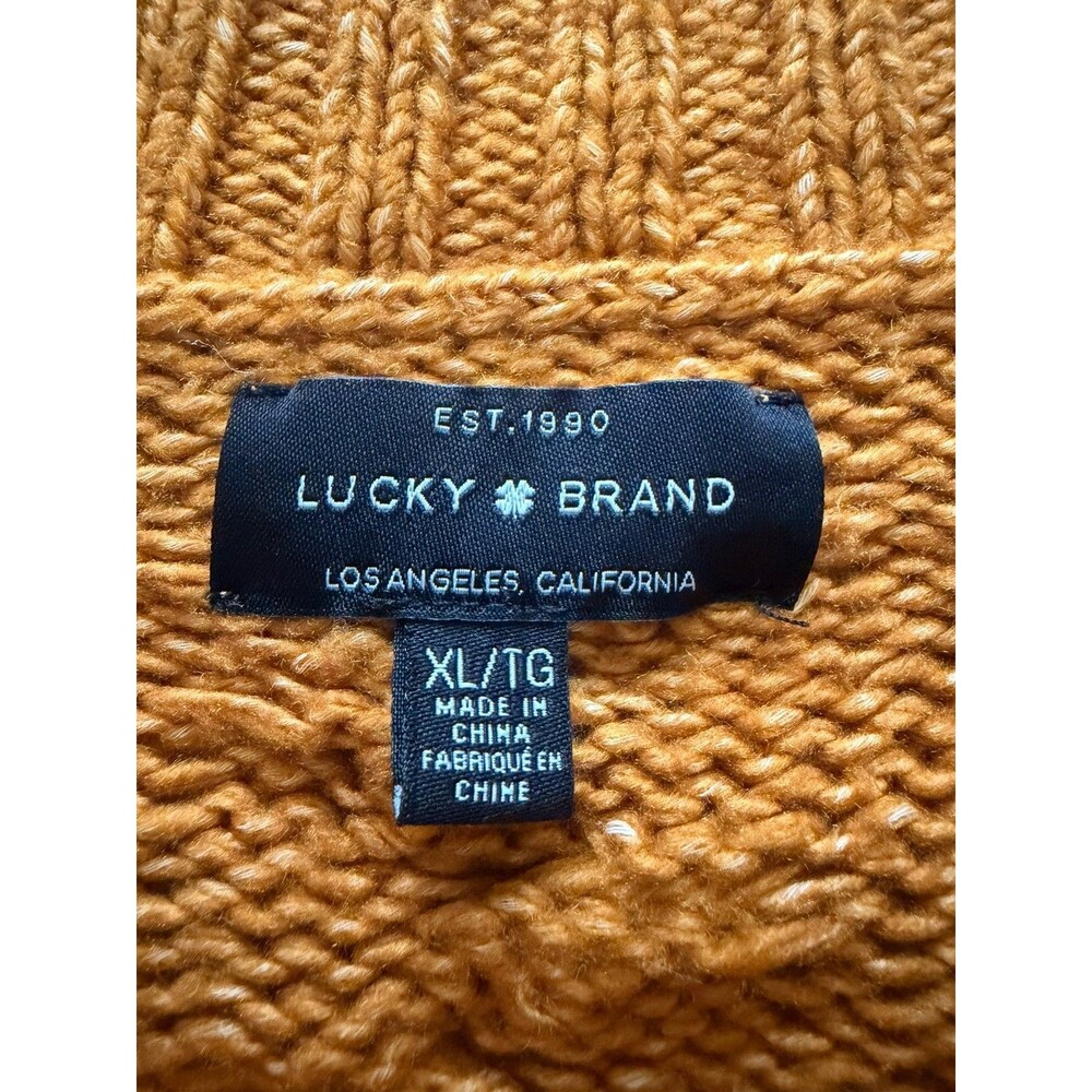 Lucky Brand XL Women’s Quinn Gold Sweater Cable Knit Crew Neck Long Sleeve - Picture 4 of 9
